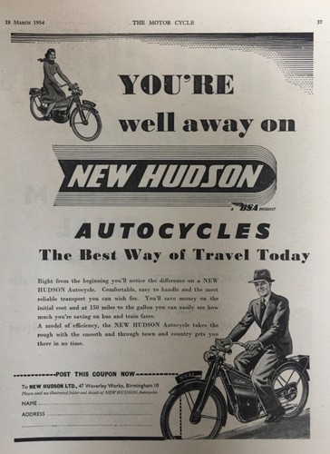 New hudson autocycle - new, 1954
